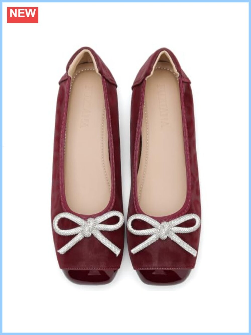Leopard Ballet Flats Women Square Toe Bow Faux Leather Slip On